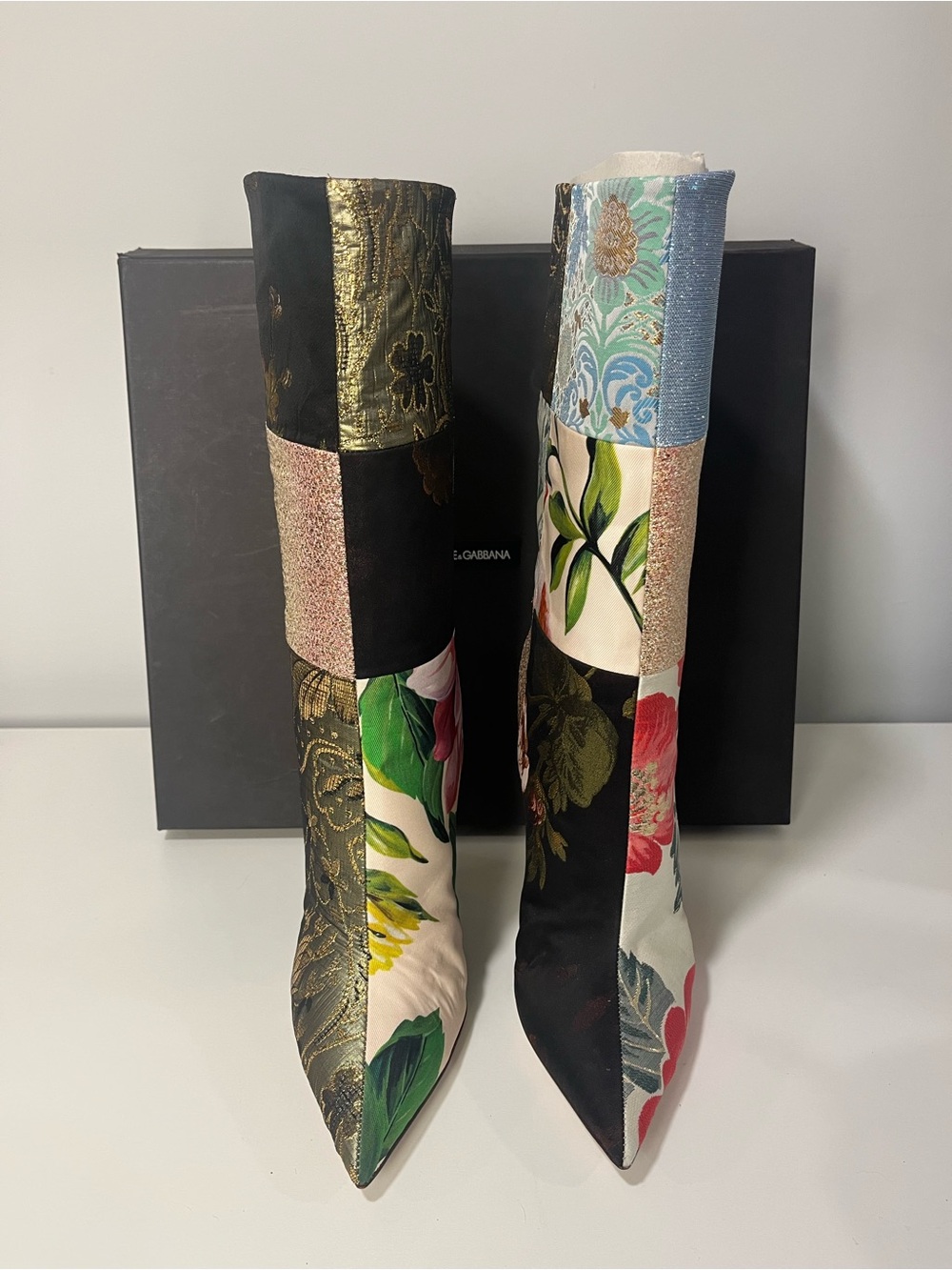 Dolce & Gabanna Patchwork di Sicilia Boots NIB - Picture 6 of 11